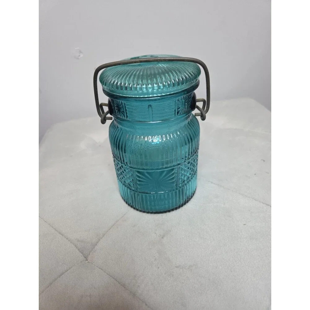 Vintage Avon Turquoise Aqua Blue 1970's Jar With Lid
